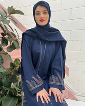 Load image into Gallery viewer, Classy Navy Kattan Abaya with Beautiful Embroidery
