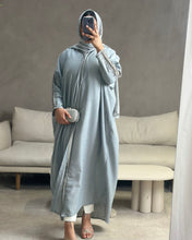 Load image into Gallery viewer, Summer Linen Abaya with Embroidered Arms (Grey)
