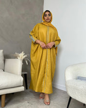 Load image into Gallery viewer, Summer Linen Abaya with Embroidered Arms (Mango)
