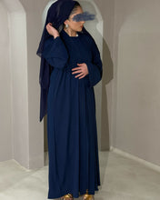 Load image into Gallery viewer, Front view of Soft Like Butter patterned abaya set in navy
