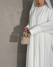 Load image into Gallery viewer, White Abaya Set with Matching Inner Dress and Scarf

