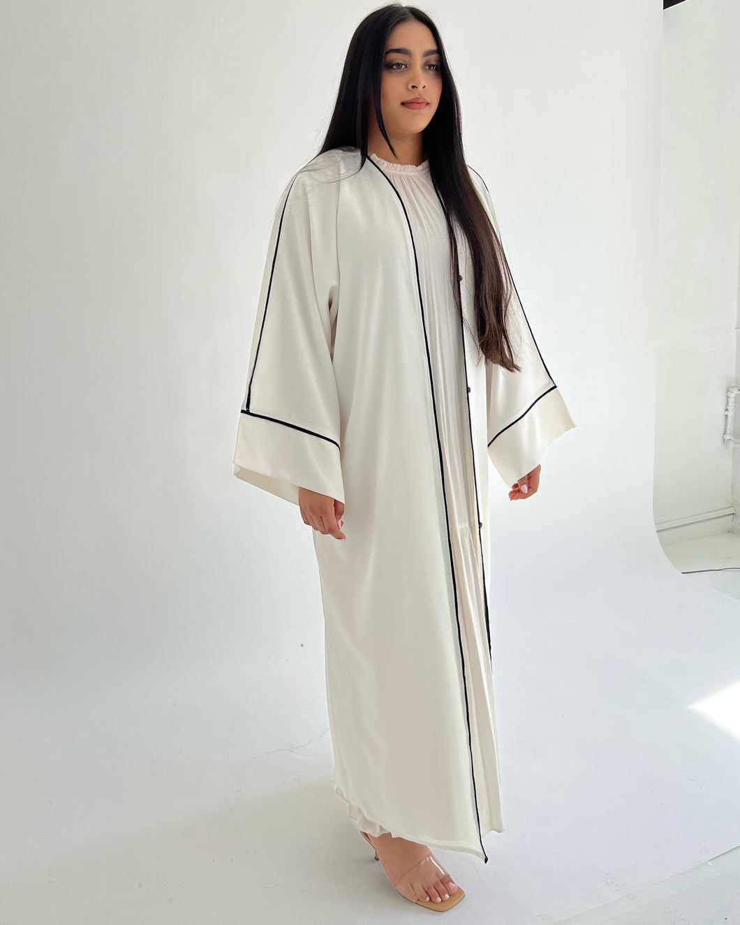 White Hessian Linen Abaya