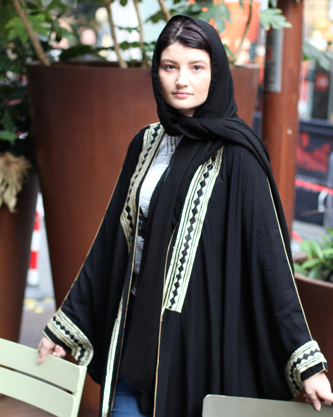 Black Abaya with Gold Embroidery