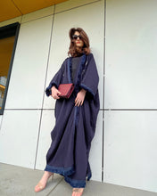 Load image into Gallery viewer, Luxurious Bahraini Linen Kaftan with Tribal Embroidery - Navy Blue
